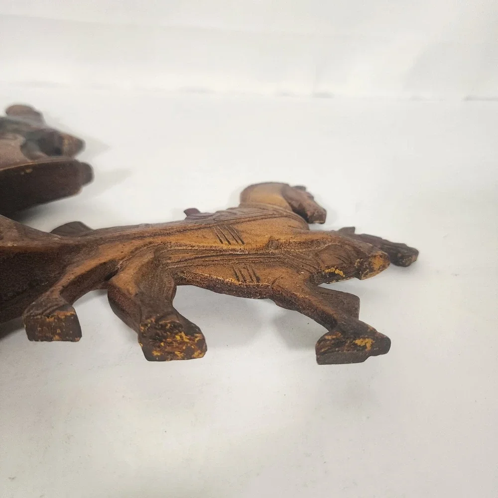 Vintage Cast Iron Royal Mail Stagecoach Doorstop Horse Carriage Painted Decor‎